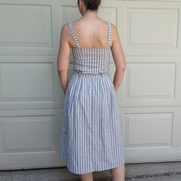 TOP SHOP chambray stripe bustier top S - Picture 9 of 14